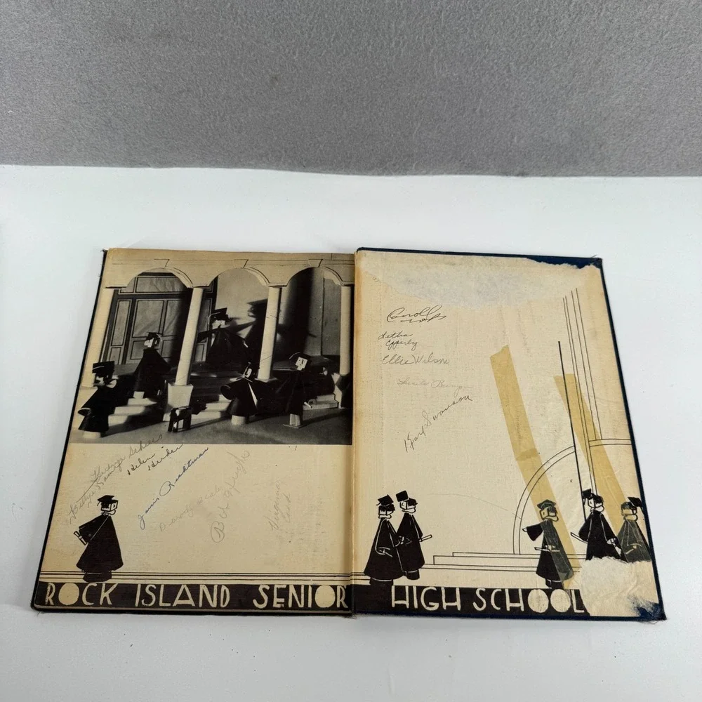 1937 Rock Island HIGH SCHOOL Rock Island IL‎ Illinois Yearbook Watchtower Signed